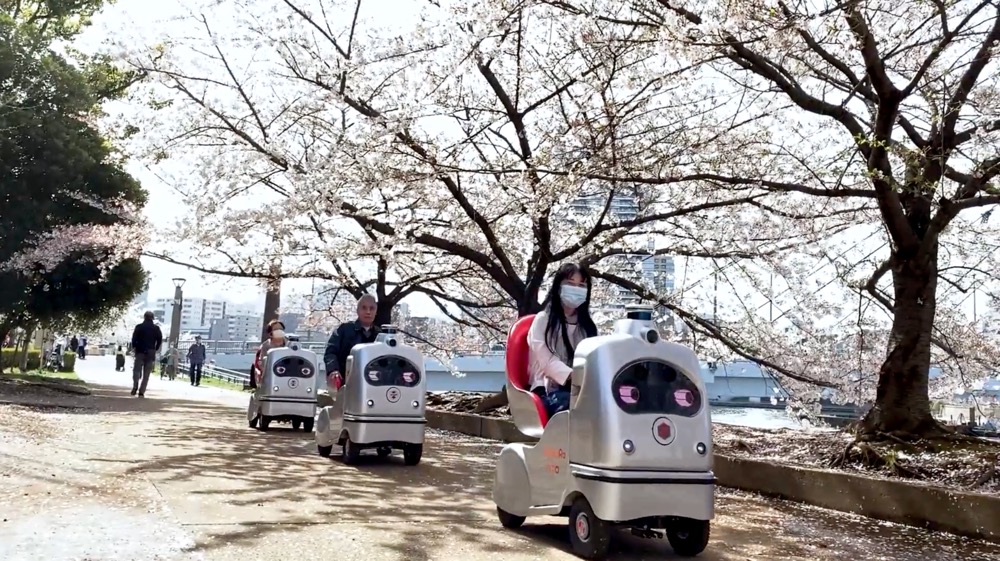 自動運転の小型パーソナルモビリティに乗って、運河を桜散策するお花見ツアーが超楽しそう！