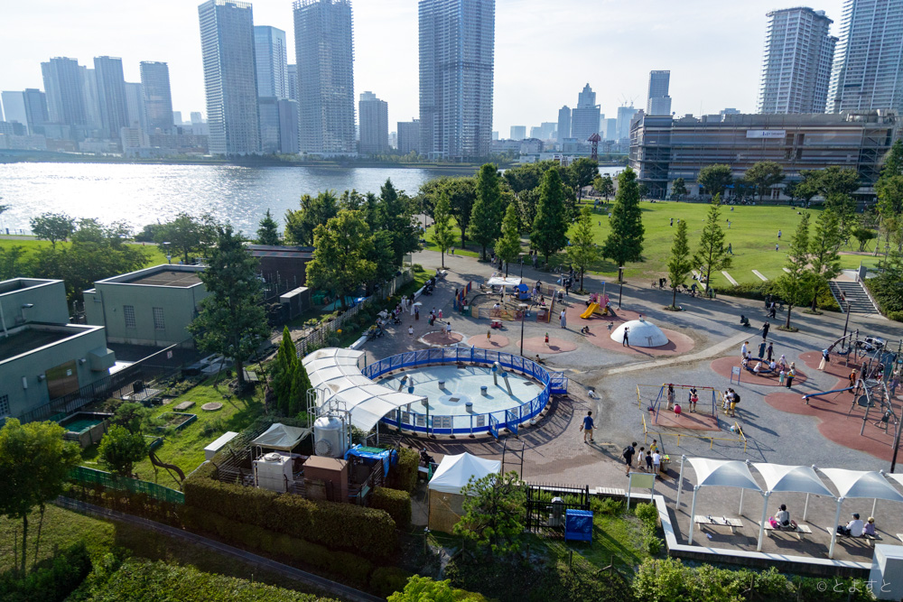 豊洲公園の「じゃぶじゃぶ池」は着替えスペースあり　泳ぎは禁止、利用開始は7月1日予定