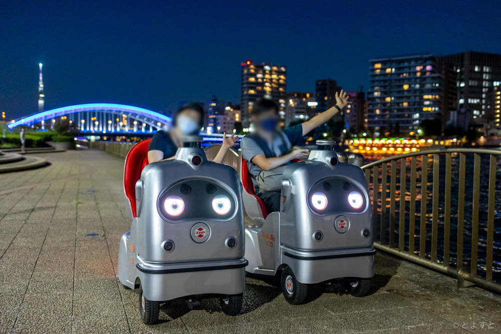 隅田川テラスで夜景ツアー！自動運転の超小型モビリティに乗って、川沿いをのんびり散策
