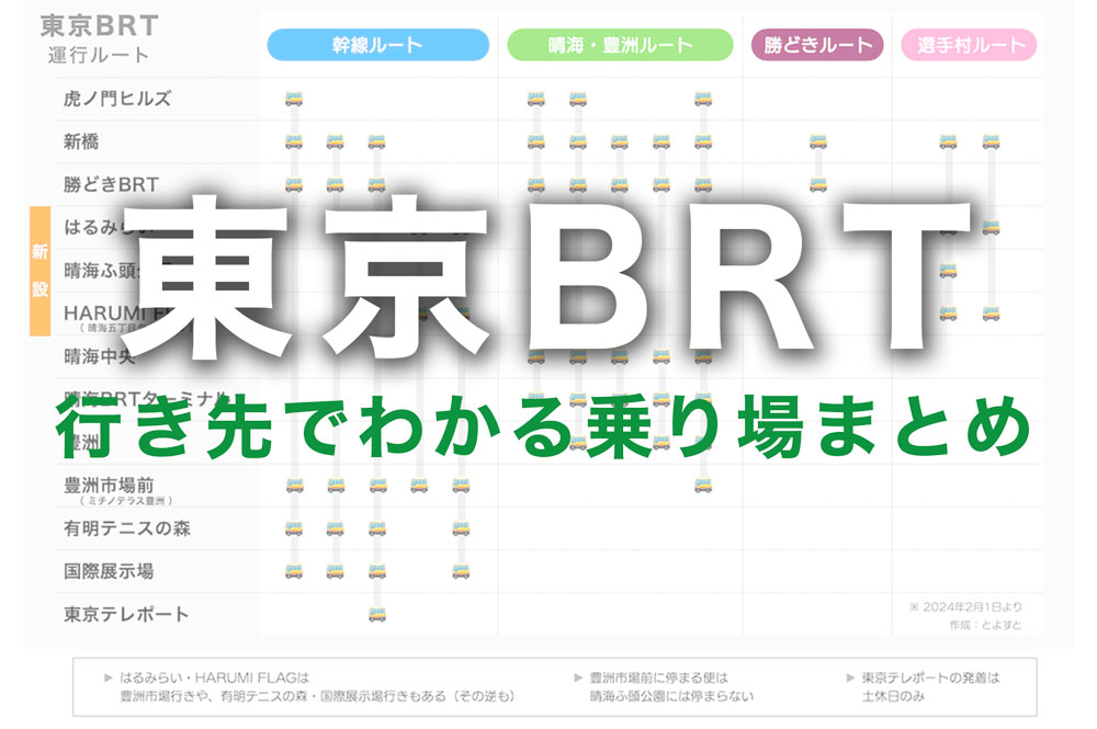 東京BRT、2月から「選手村ルート」を運行開始へ！全ルートの乗り場をまとめてみた